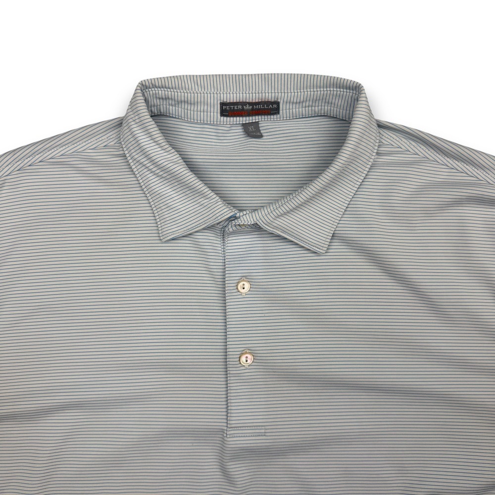 Peter Millar Polo Shirt Men XL Blue Stripe Golf Comfort Short Sleeve Performance - Picture 2 of 12